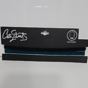 Velvet Black and Teal Chokers